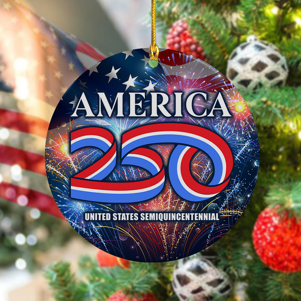 USA Semiquincentennial America 250 Patriotic Ceramic Ornament LM32 895303