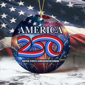 USA Semiquincentennial America 250 Patriotic Ceramic Ornament LM32 895303