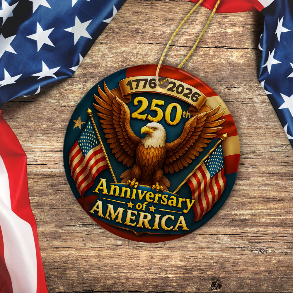 250 years of America Eagle & Flag 2D Ceramic Ornament HO82 900348