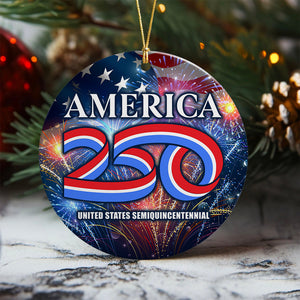 USA Semiquincentennial America 250 Patriotic Ceramic Ornament LM32 895303