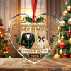 Personalized 2026 First Christmas As Mr & Mrs Heart Glass Ornament, Holiday Decoration Gift CH07 180714