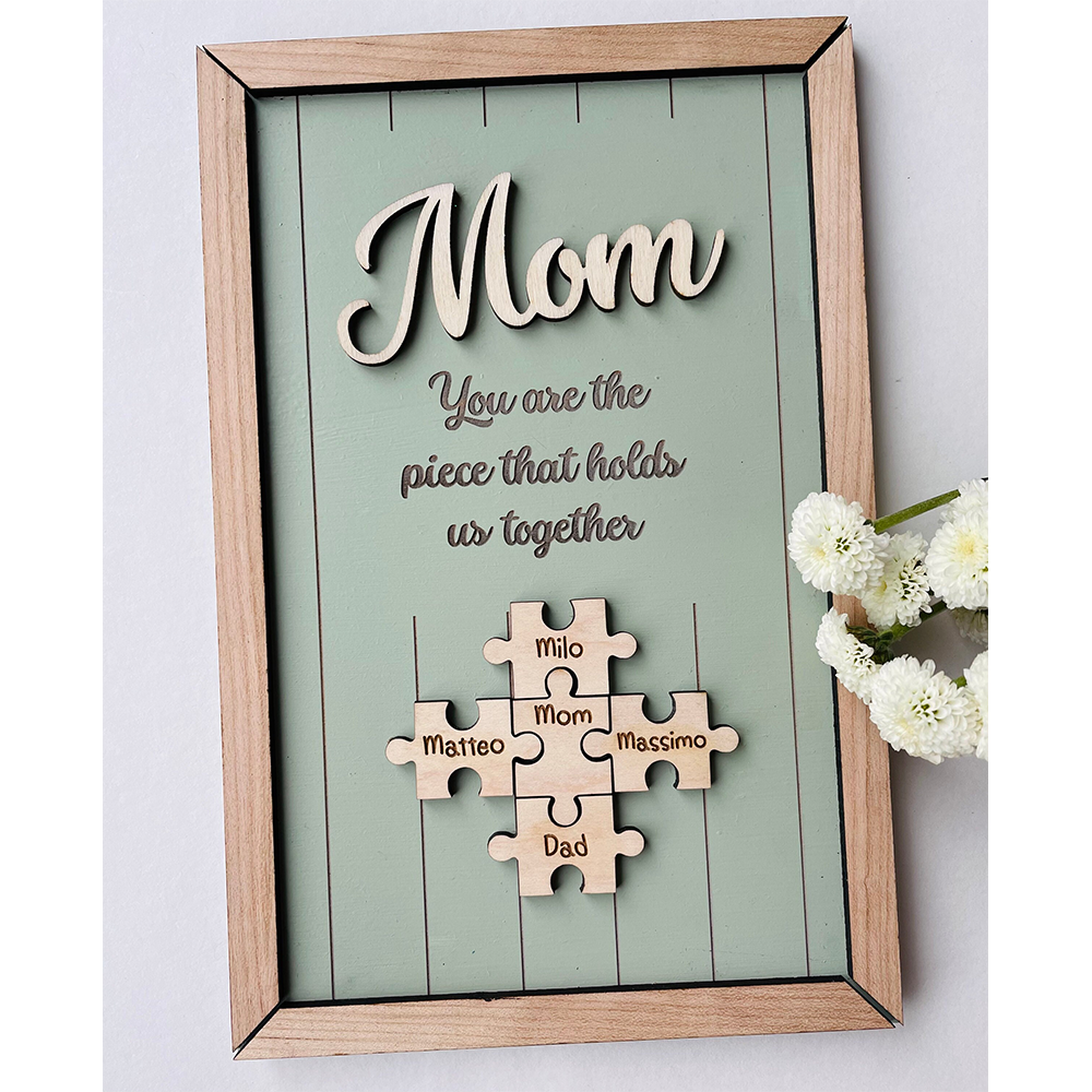 Personalized Name Mom Puzzle Sign Piece That Holds Us Together 2-Layered Wooden Plaque With Stand LM32 899263
