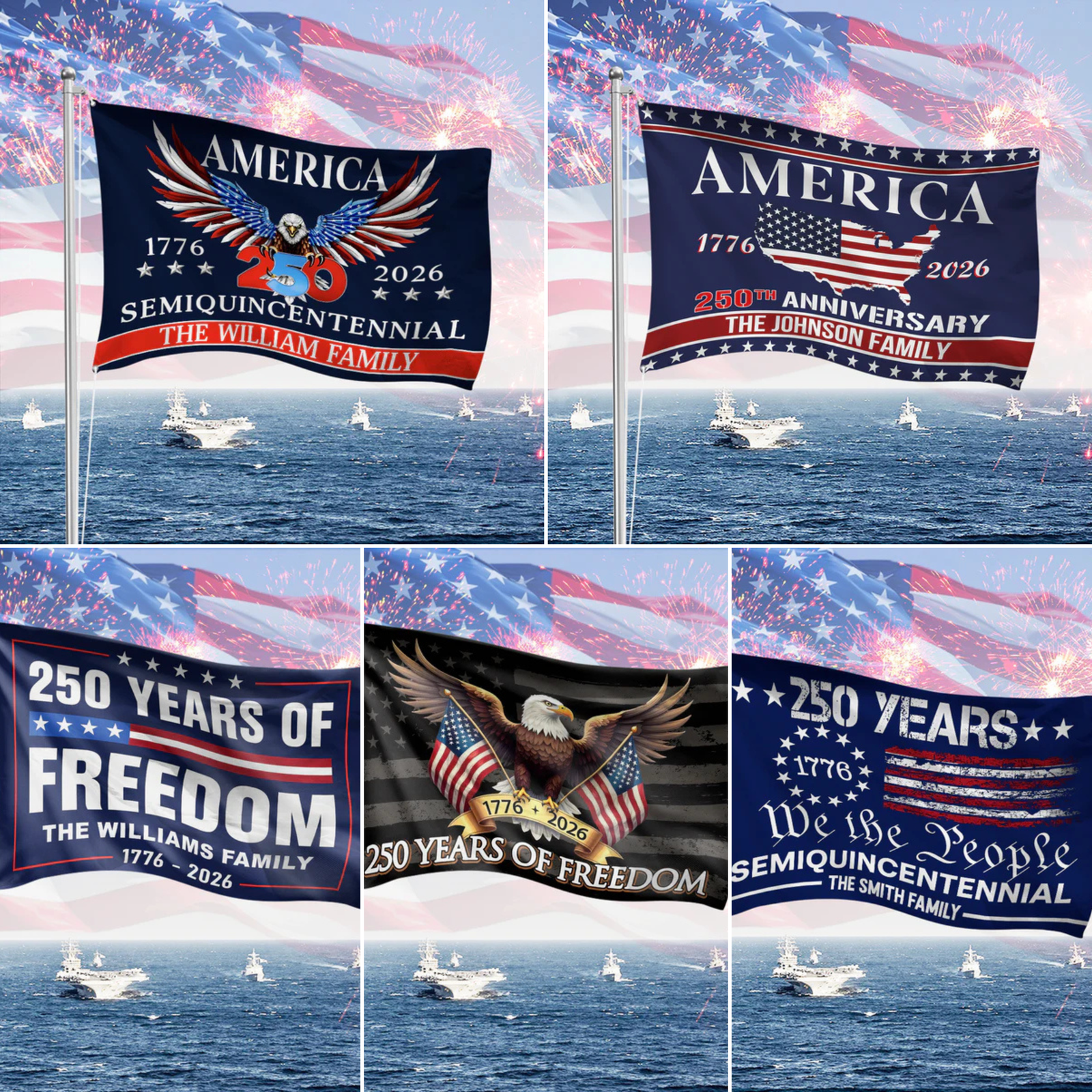 Personalized Family Name America 250th Anniversary Banner House Flag LM32 897751
