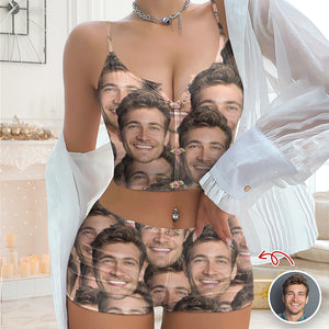 Custom Funny Face Appliques Notched Neckline Lingerie Set LM32 893907