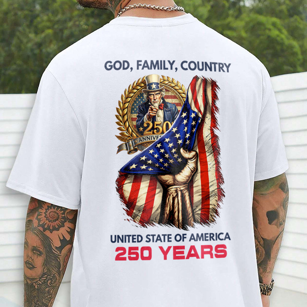 United State Of America 250 Years Back White Shirt TH10 898675