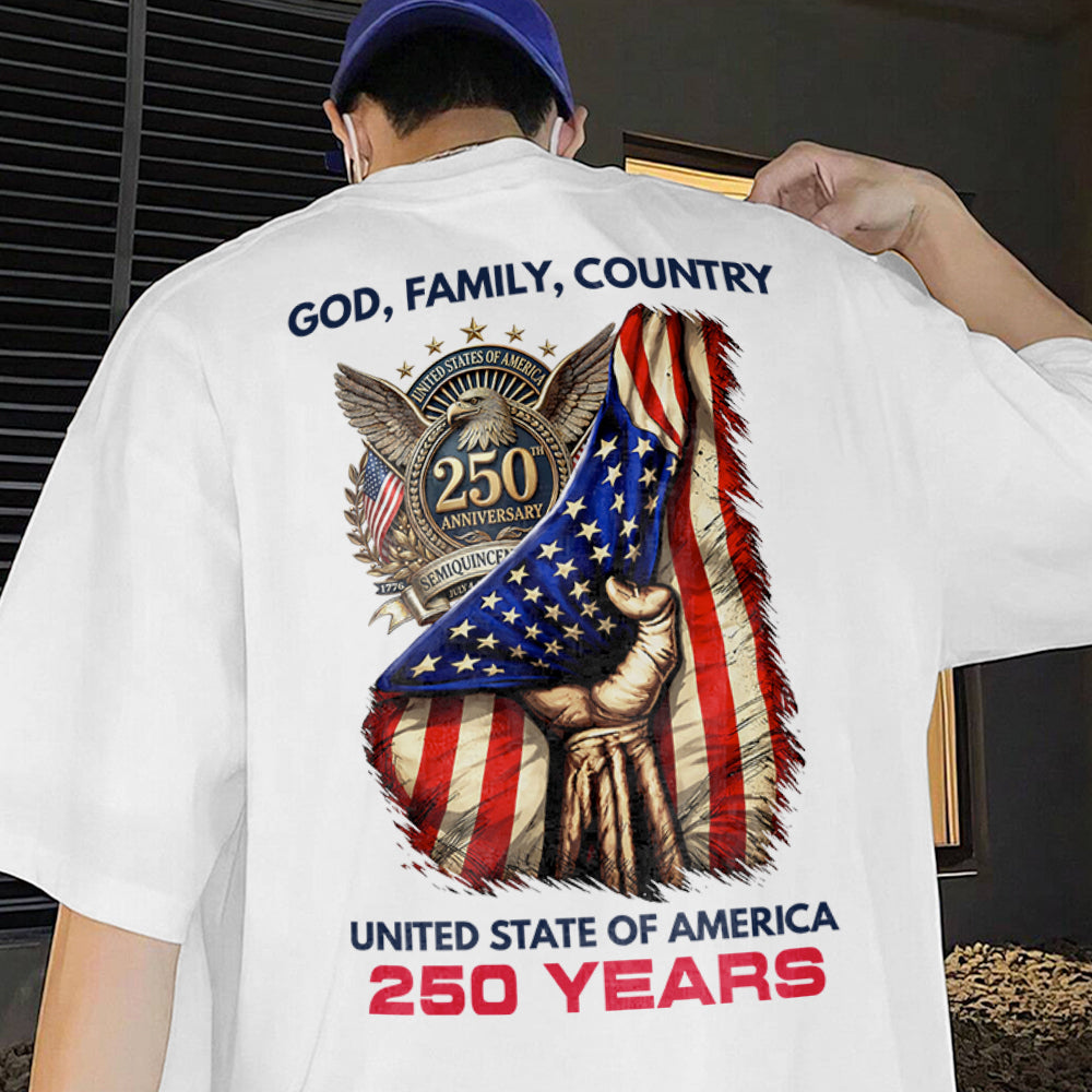 United State Of America 250 Years Back White Shirt TH10 898675