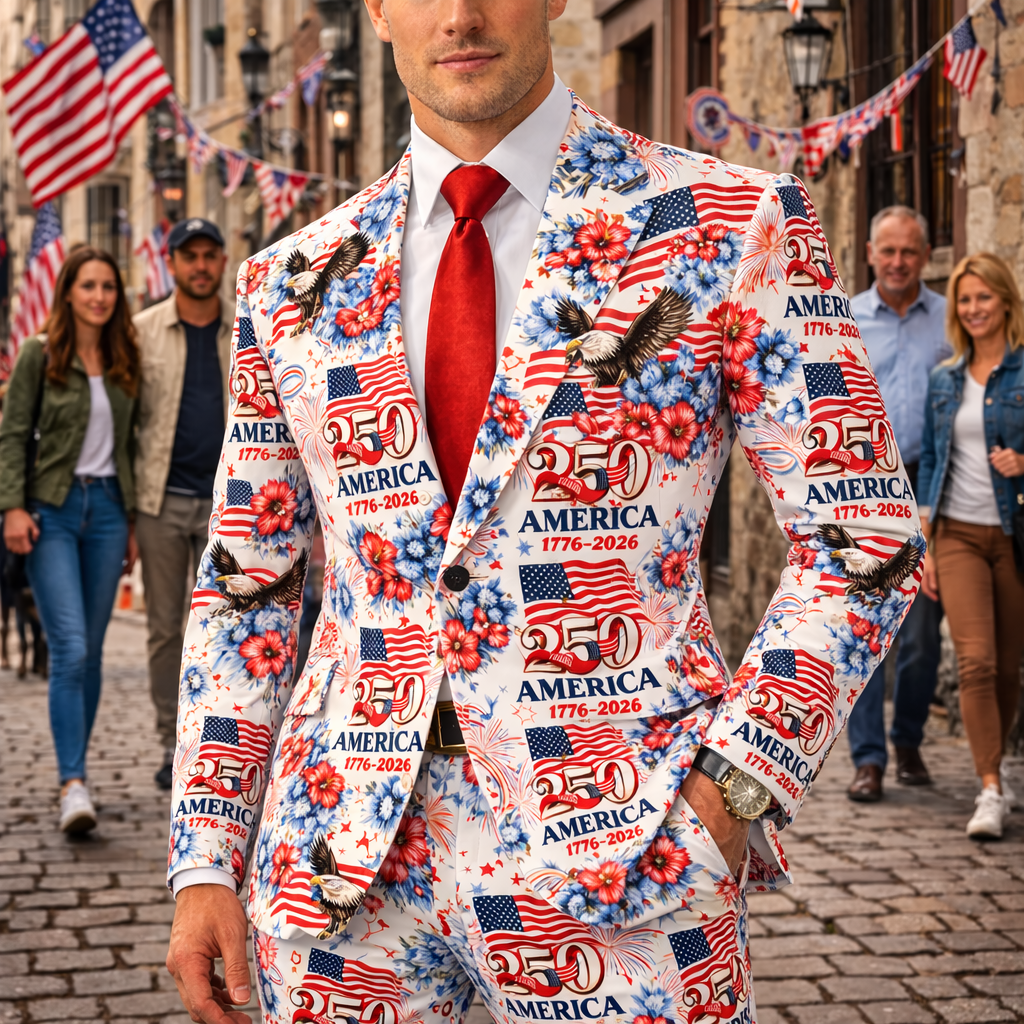 250 Years Anniversary America 1776-2026 Patriotic Men's Suit HO82 901682