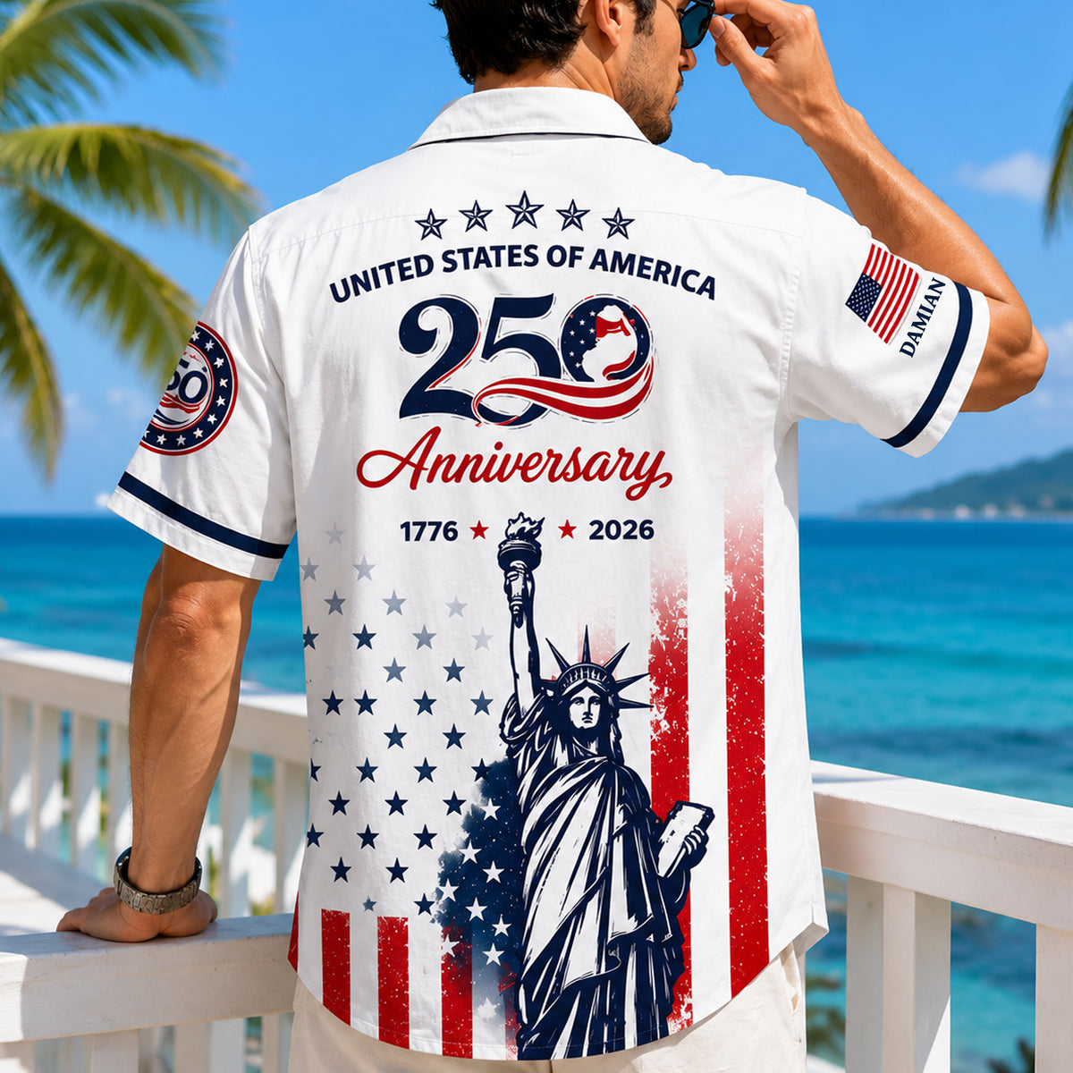 Custom Name American U.S.A 250 Years Of Freedom Hawaii Shirt HO82 902760