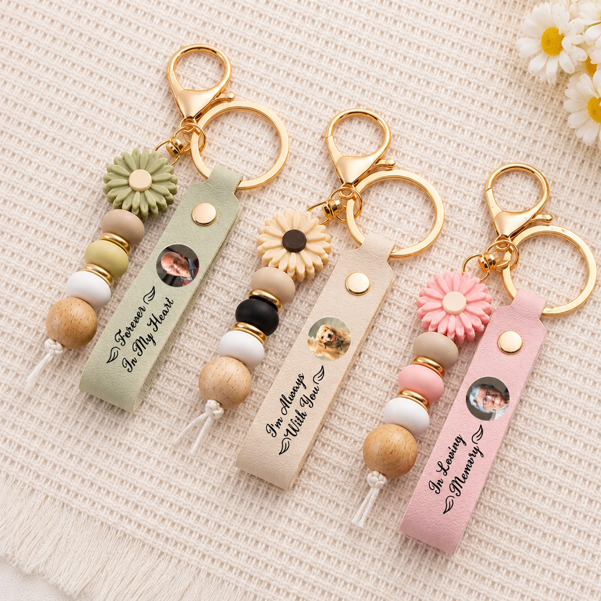 Custom Photo In Loving Memory Of Dog & Cat Beaded Keyring, Memorial Gift For Pet Lovers HA75 919044