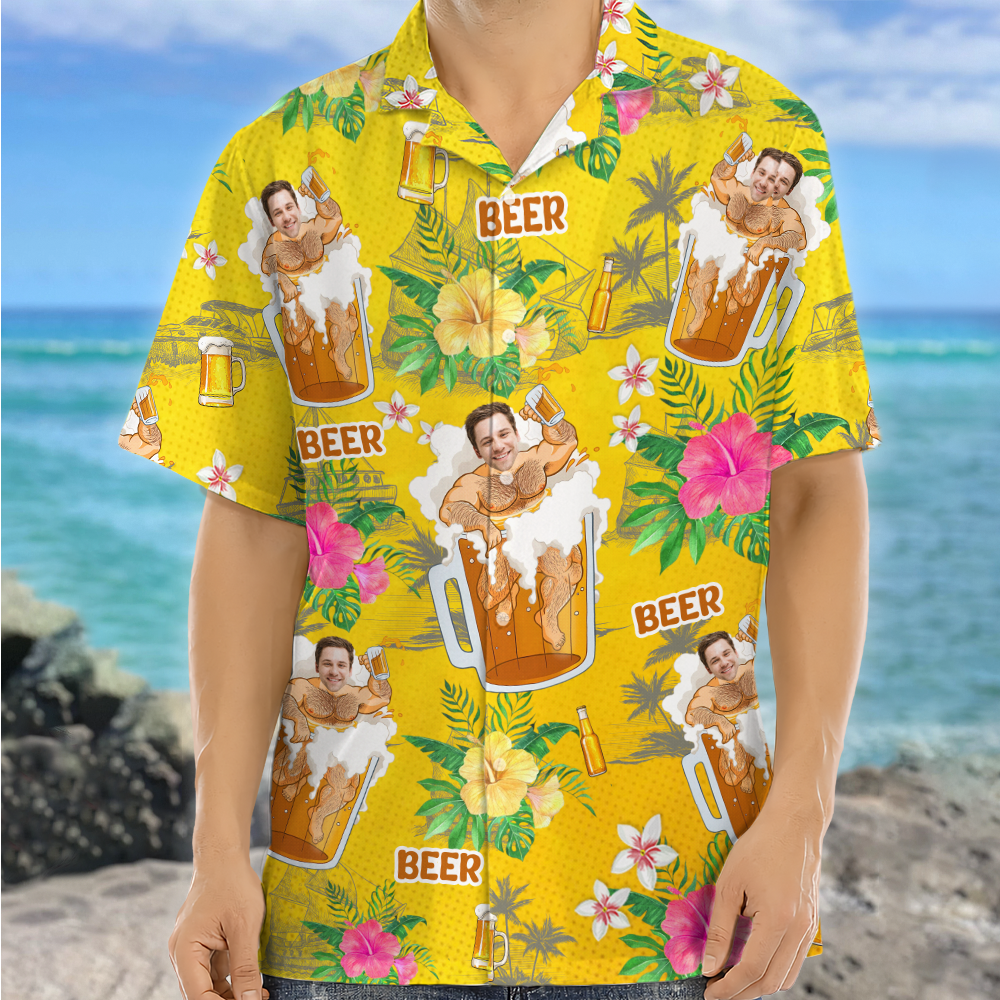 Custom Photo Beer Man Hawaiian Shirt Summer Gift For Beer Lovers CH07 895294