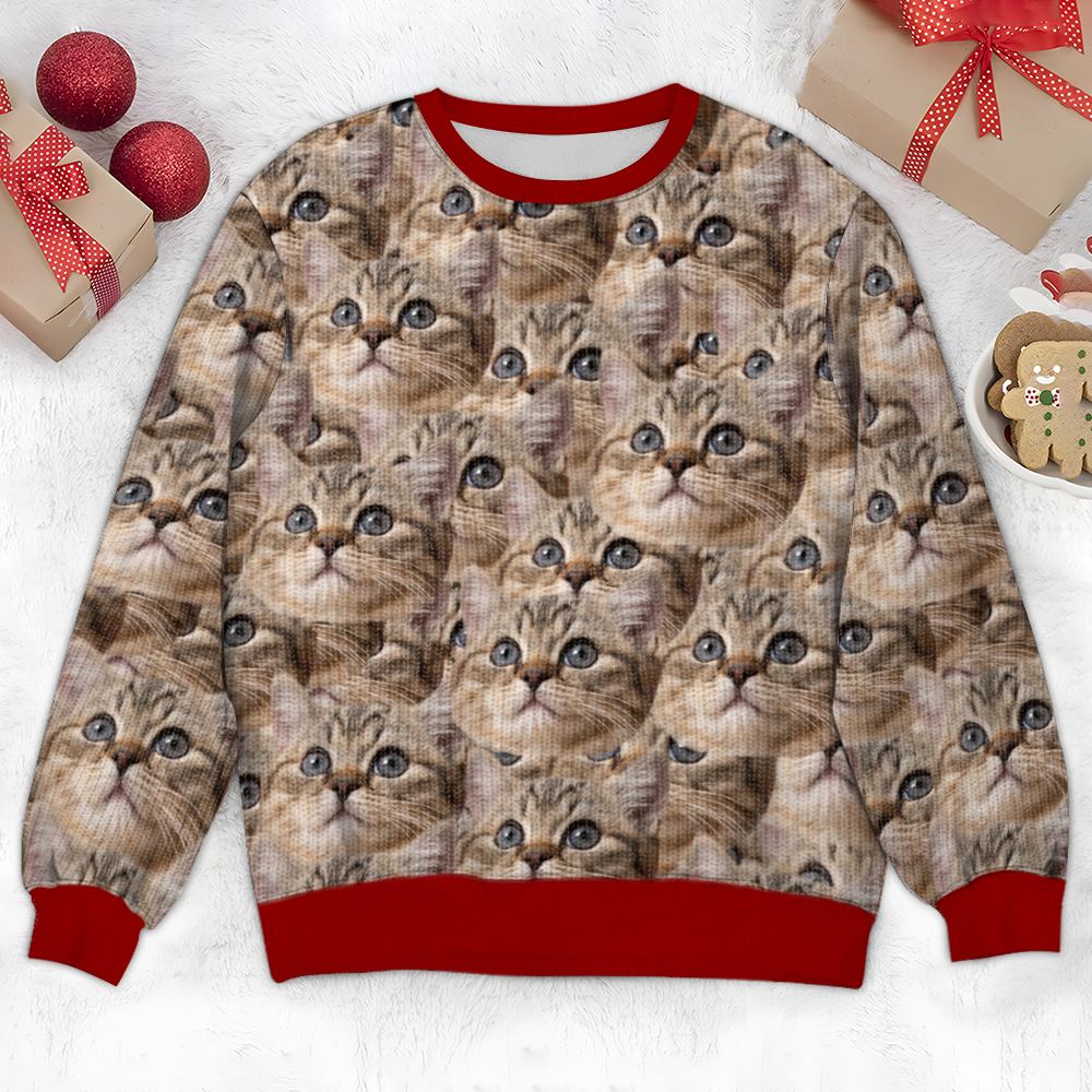 Custom Photo Face Pawsitive Ugly Sweater For Cat Lovers N304 HA75 891384