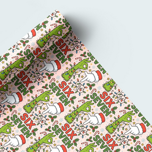 Six Seven Hand Christmas Wrapping Paper, Funny Holiday Gift 6 7 Wrapping Paper For Kids CH07 899222
