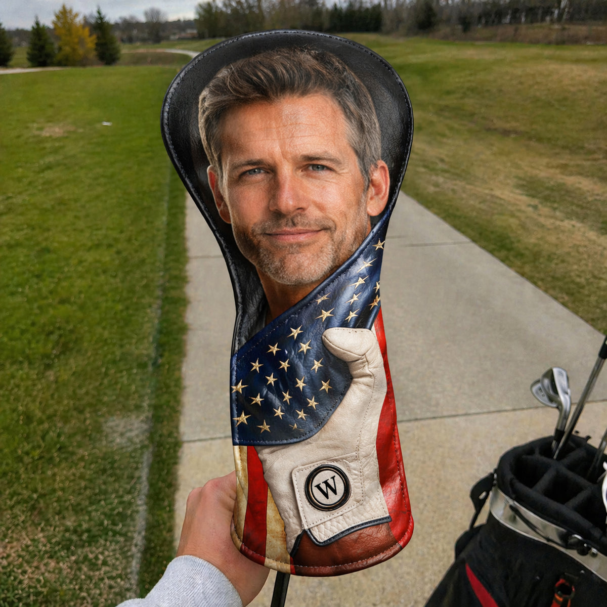 Custom Photo US Flag Golf Head Cover, Golf Club Cover - Gift For Dad, Golf Lovers HO82 902156
