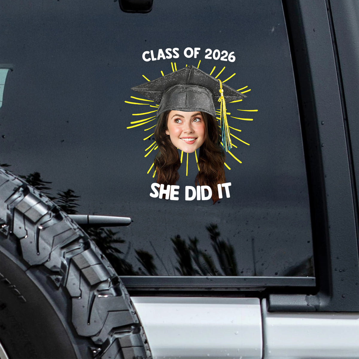 Custom Photo He/She Did It Class Of 2026 Graduation Car Window Decal Sticker TH10 169623