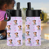 Custom Photo Cute Pattern Kids Water Bottle - Personalized Back To School Gift HO82 902850