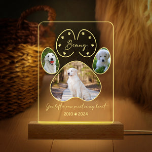 Custom Photo You Left A Paw Print On Our Hearts Dog Cat Pet Acrylic Plaque With LED Night Light HA75 891534