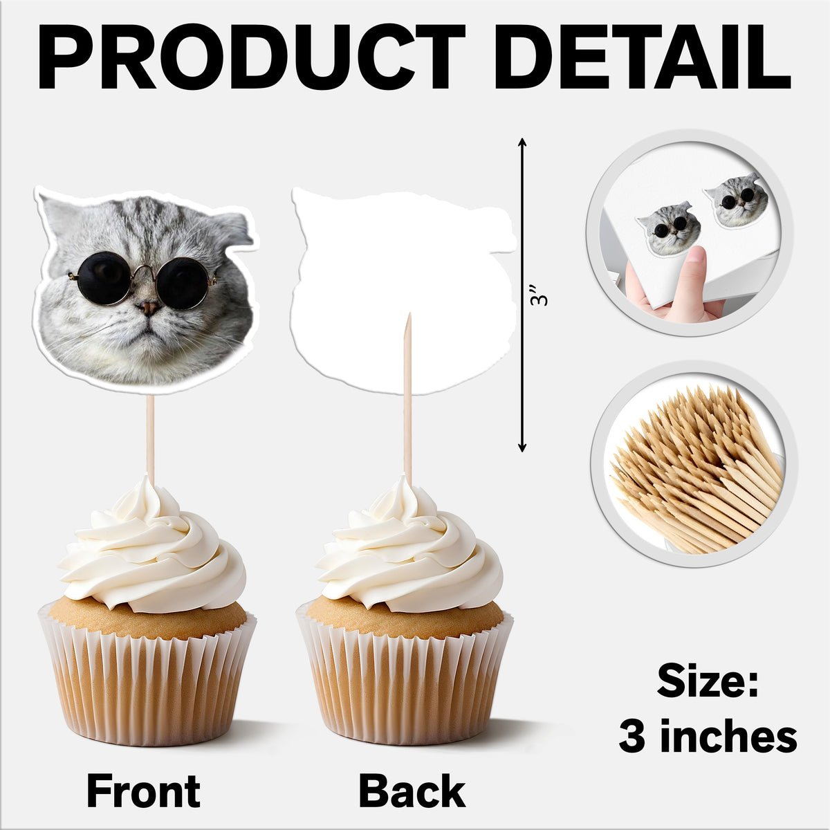 Custom Photo Funny Cat Funny Personalized Decoration Cupcake Toppers HA75 891988