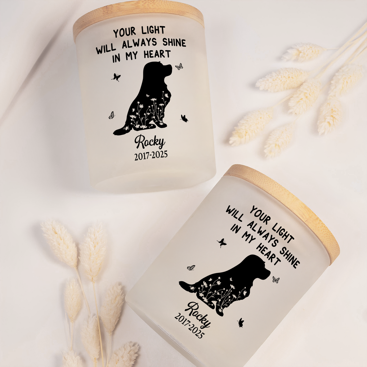 Personalized Forever Loved, Always In Our Hearts Memorial Glass Jar With LED Candle LM32 893497