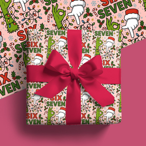 Six Seven Hand Christmas Wrapping Paper, Funny Holiday Gift 6 7 Wrapping Paper For Kids CH07 899222