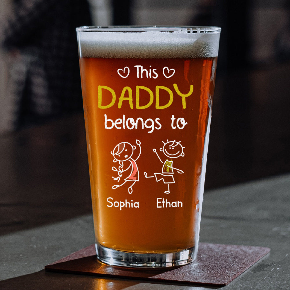 Personalized This Dad Belongs To Us Beer Glass - Father's Day Gift For Husband, Dad, Grandpa LM32 669059