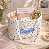 Personalized Crochet Name Quilted Heart Tote Bag with Lace Ribbon LM32 670085