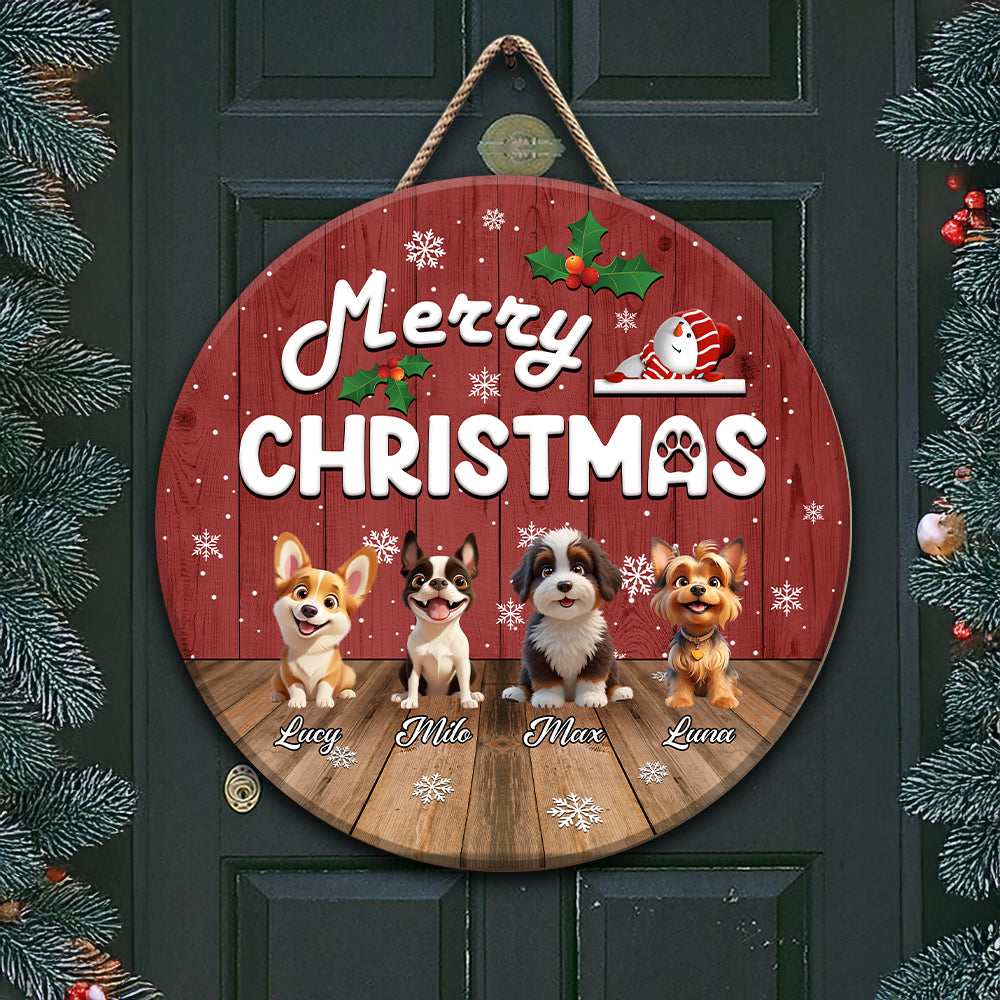 Custom Cute 3D Dog Merry Christmas Gift Door Sign For Dog Lovers LM32 897255