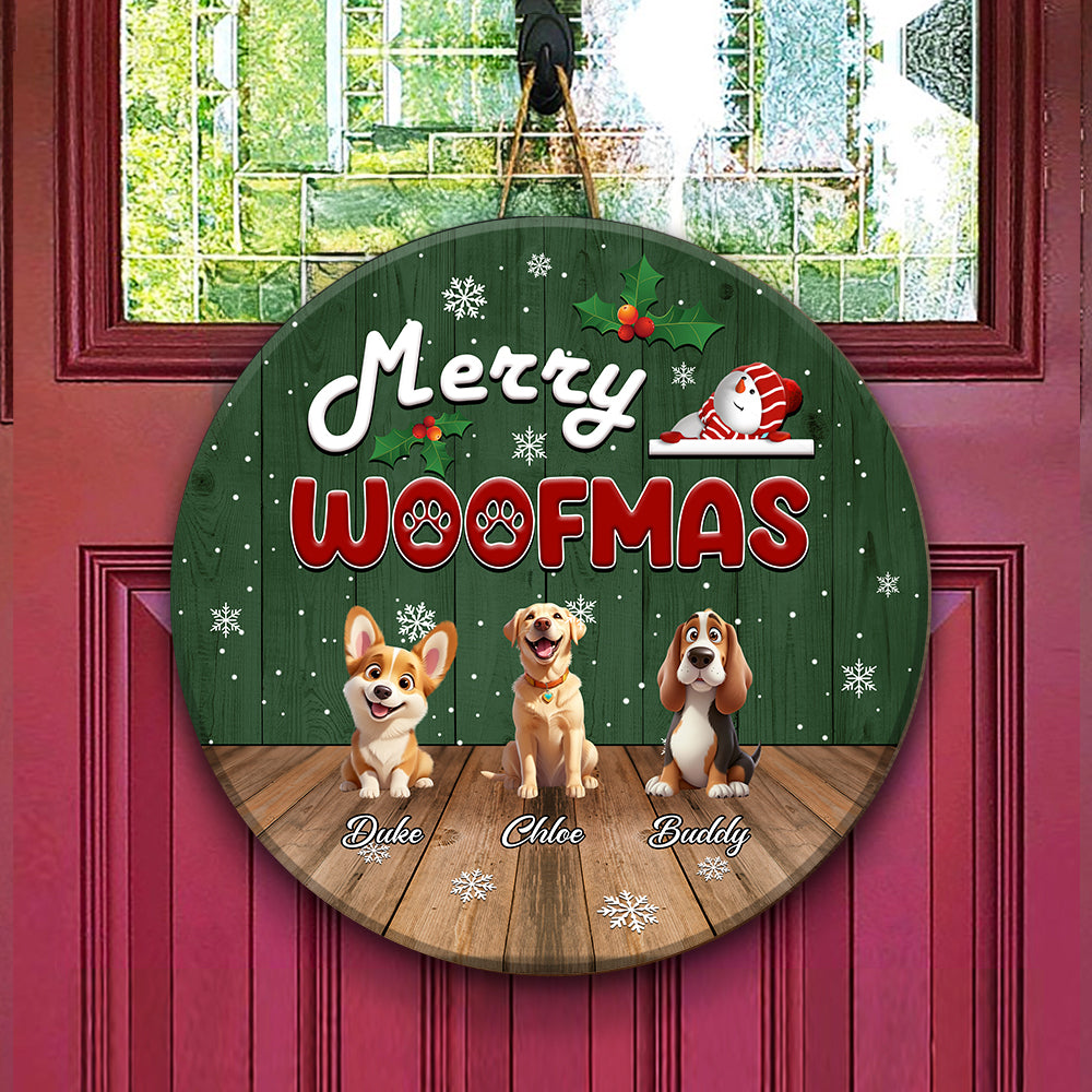 Custom Cute 3D Dog Merry Christmas Gift Door Sign For Dog Lovers LM32 897255