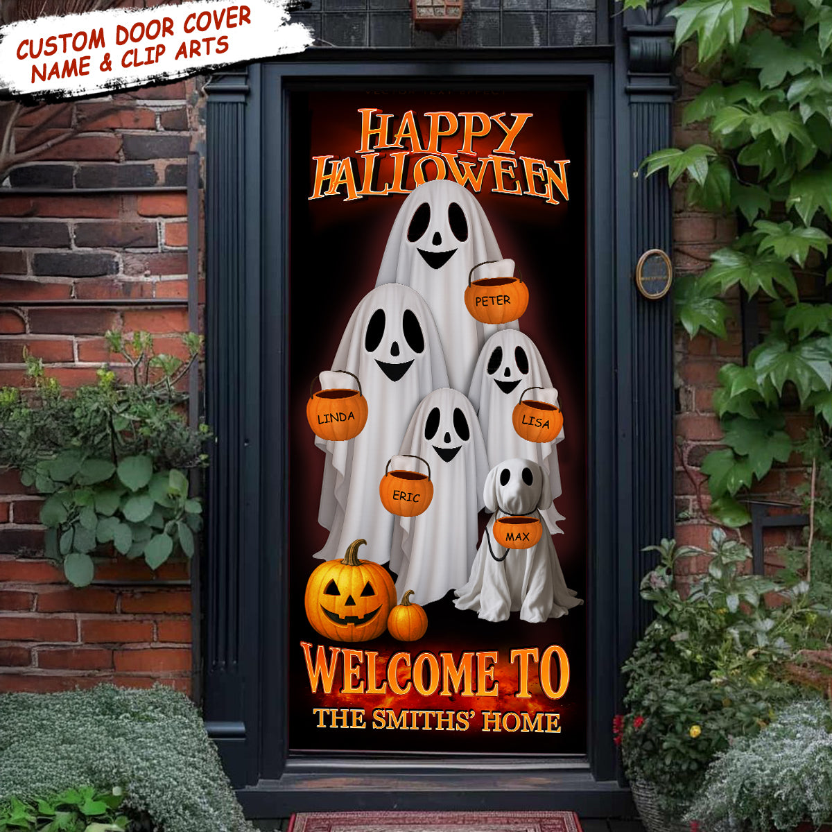 Custom Photo Happy Halloween Welcome To My Home Door Cover HO82 N369 894898