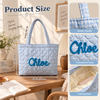 Personalized Crochet Name Quilted Heart Tote Bag with Lace Ribbon LM32 670085