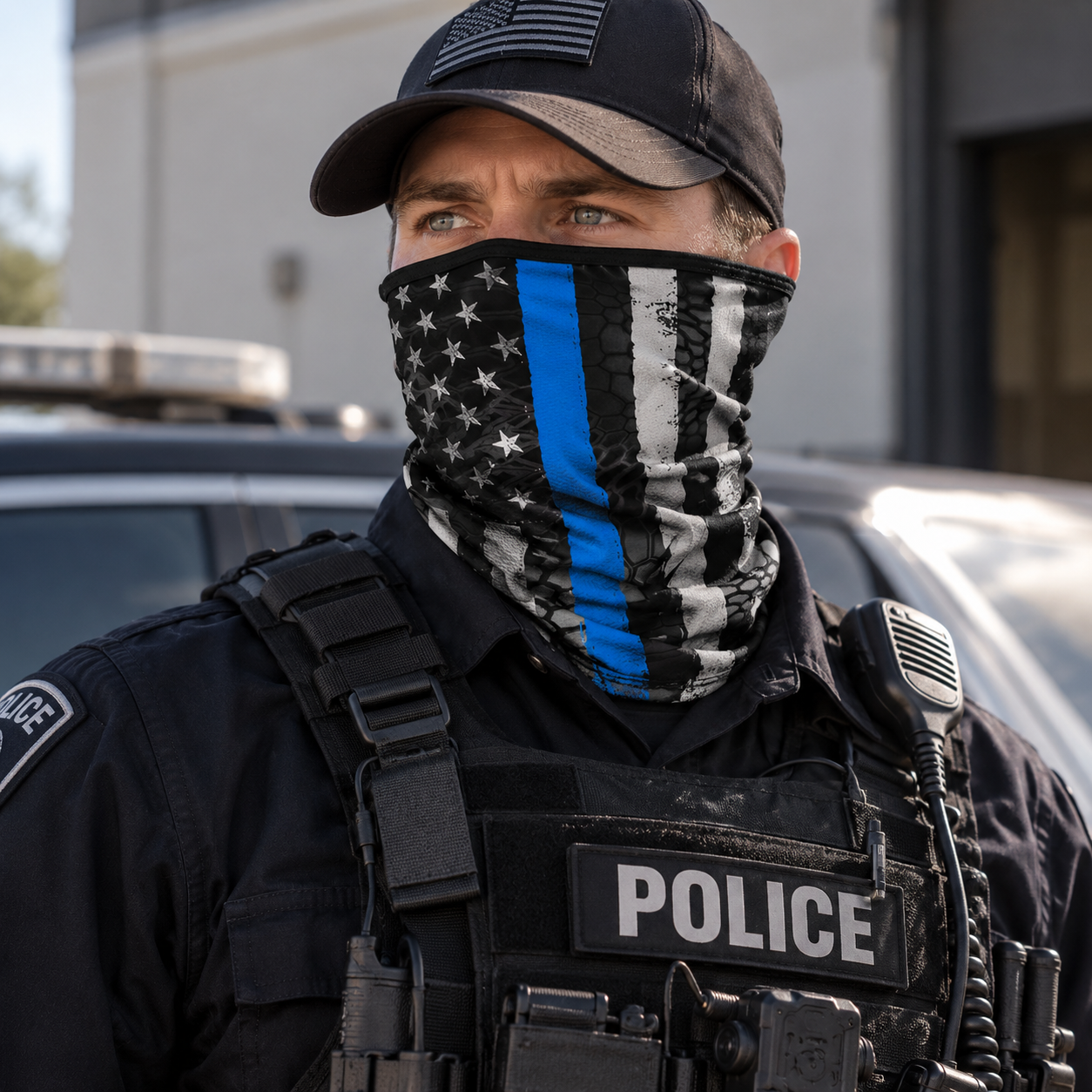Patriotic American Flag Neck Gaiter Mask, Cameo, Thin Line Graphic Face Cover LM32 670399