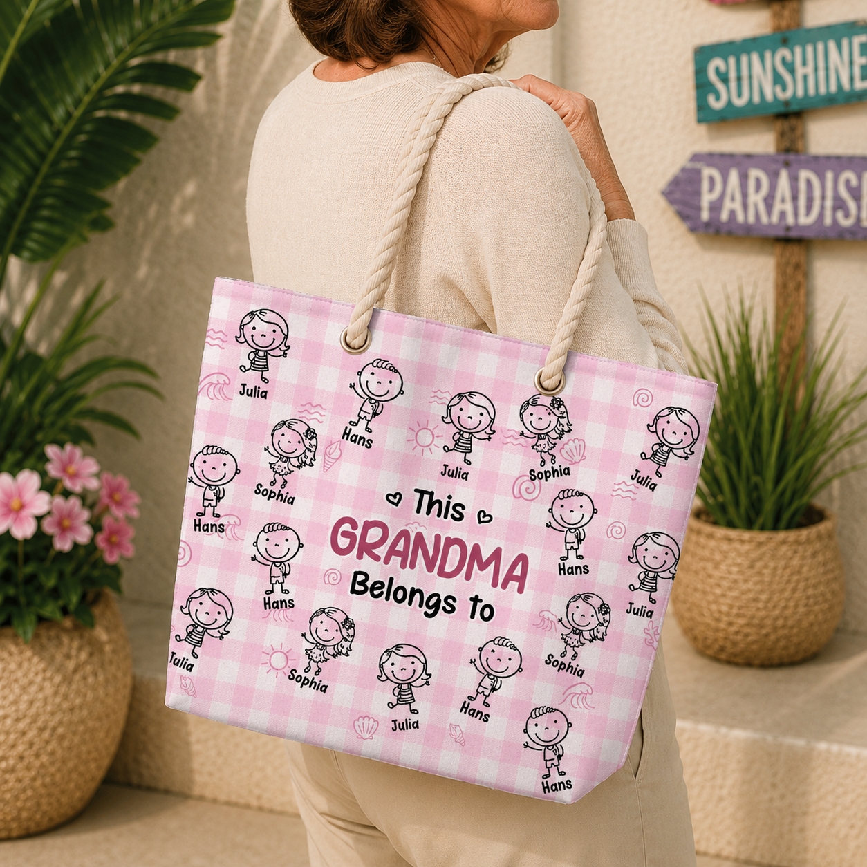 Custom Name This Grandma Belongs To Beach Tote Bag CH07 180092