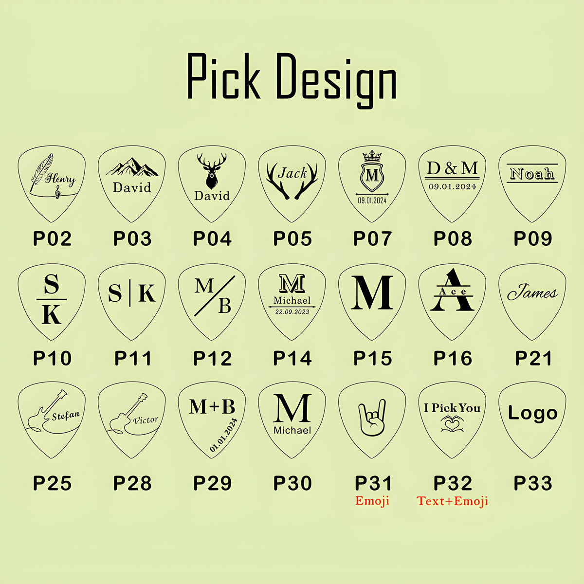 Personalized Gift Name And Icon Wooden Guitar Picks With Case, Box Guitar Player Gift LM32 897387