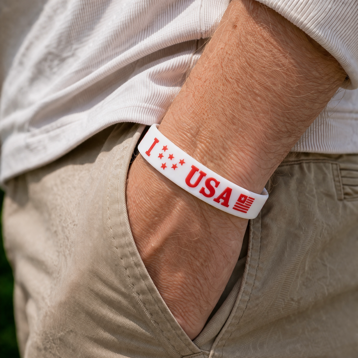 American Flag USA Laser Engraved Silicone Bracelet LM32 899735