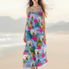 Custom Dog Photo Tropical Hawaii Style Personalized Women's V-Neck Cami Maxi Dress For Summer Holiday CH07 895672