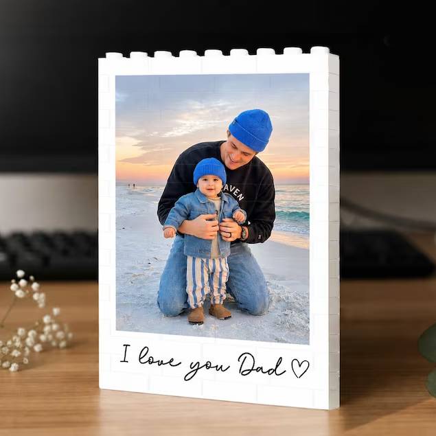Custom Photo I Love You Dad Building Brick Blocks Gift For Dad, Father's Day HO82 902500