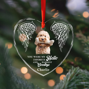 Custom Photo In Loving Memory Angel Wings Dog Cat Pet Heart Shaped Glass Ornament For Christmas HA75 891566