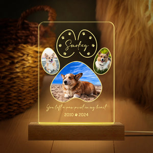 Custom Photo You Left A Paw Print On Our Hearts Dog Cat Pet Acrylic Plaque With LED Night Light HA75 891534