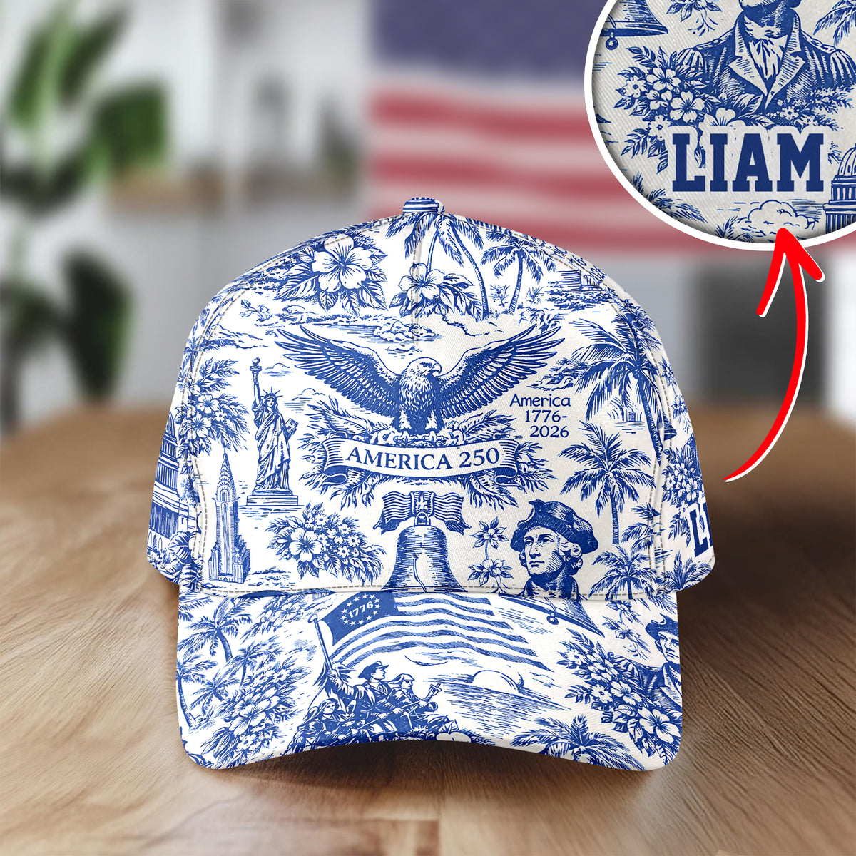 Personalized America 1776-2026 Anniversary Toile De Jouy Style Classic Cap HO82 902452