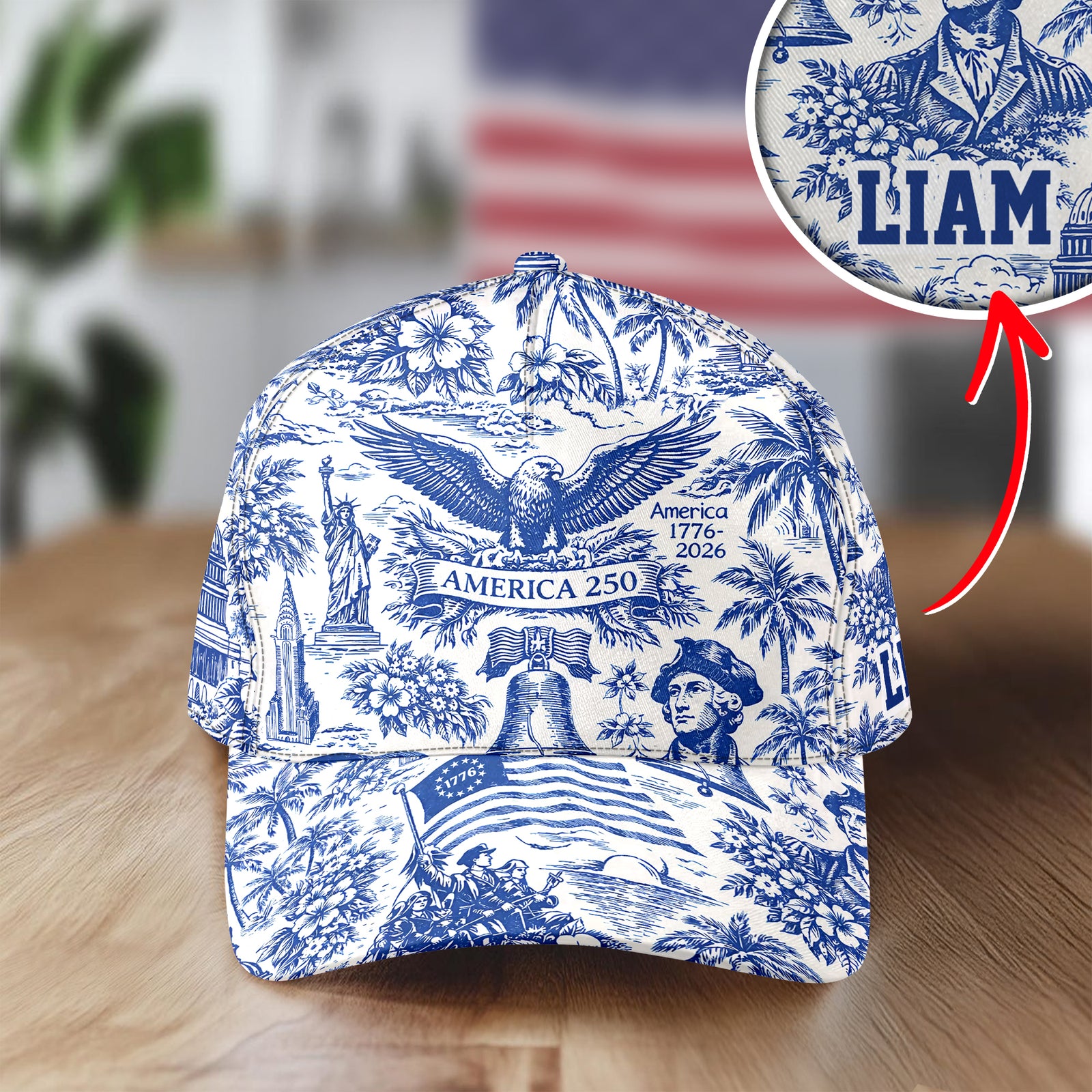 Personalized America 1776-2026 Anniversary Toile De Jouy Style Classic Cap HO82 902452