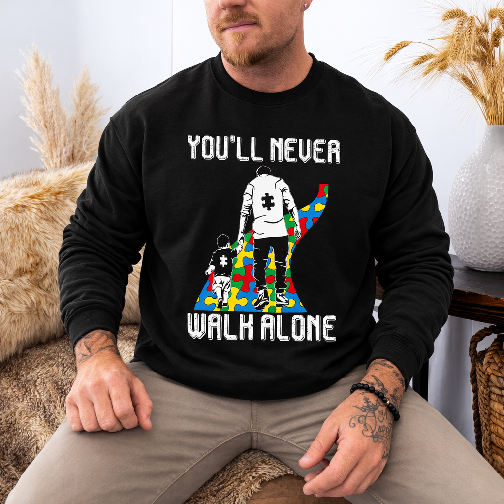 You'll Never Walk Alone Autism Awareness Puzzle Dark Shirt - Autism Mom, Autism Dad LM32 899387