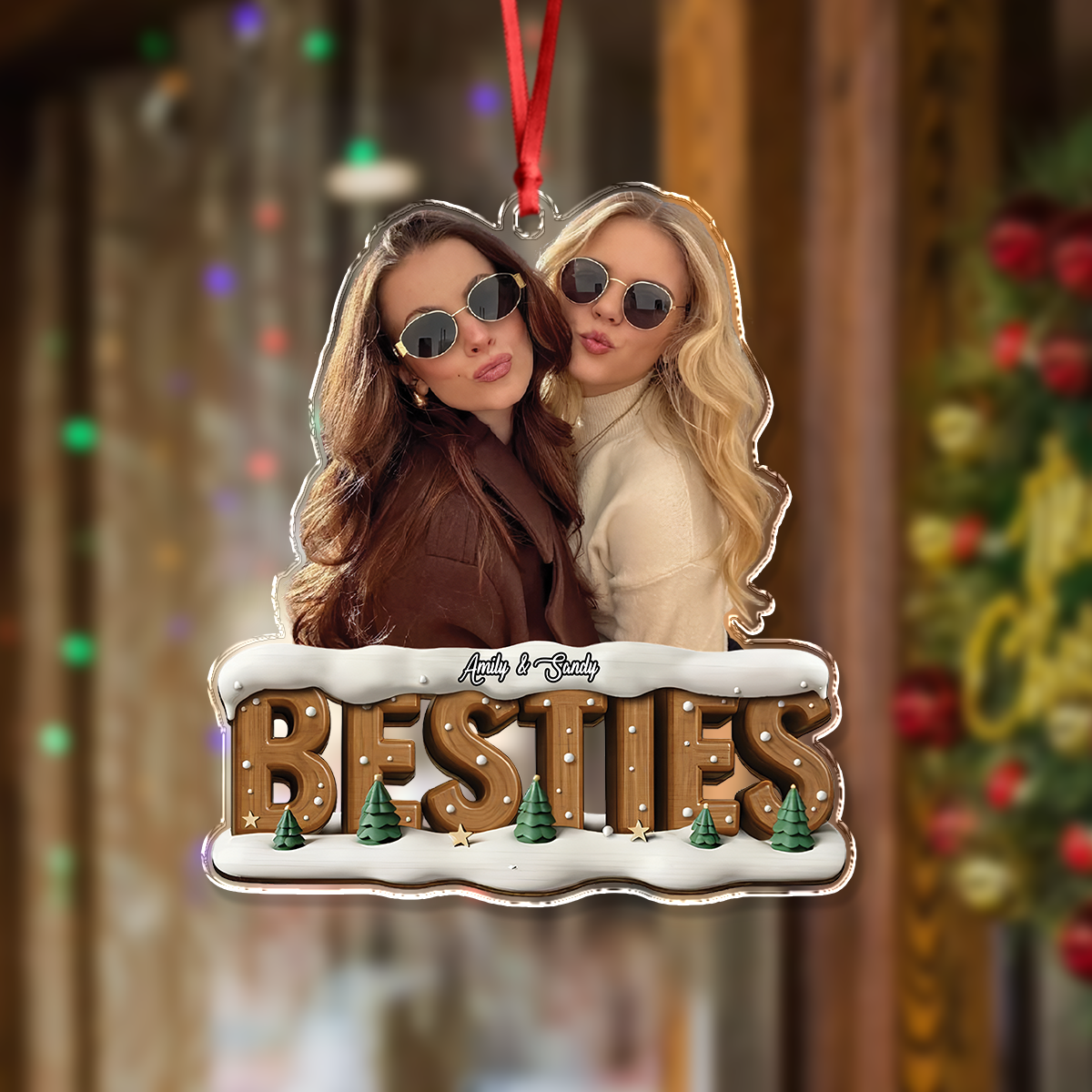 Custom Funny Photo Bestie Photo Christmas Tree Acrylic Ornament LM32 895953