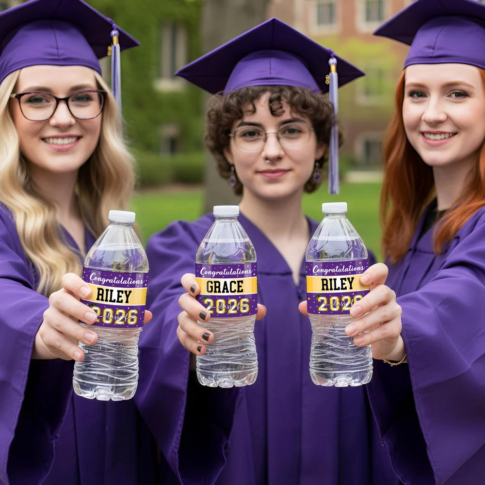 Personalised Congratulations Class of 2026 Water Bottle Label Sticker with Name and Year Graduation Party Gift for Graduates TH10 169581