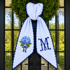Personalized Embroidered Monogram Hydrangea Wreath Sash Bow LM32 669845