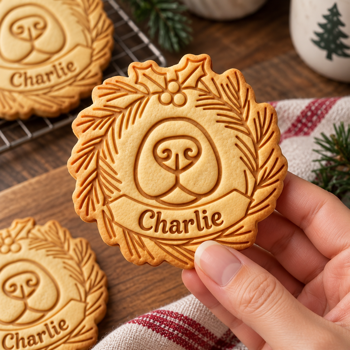 Personalized Christmas Dog Nose Wreath Cookie Stamp For Dog Lovers LM32 670719