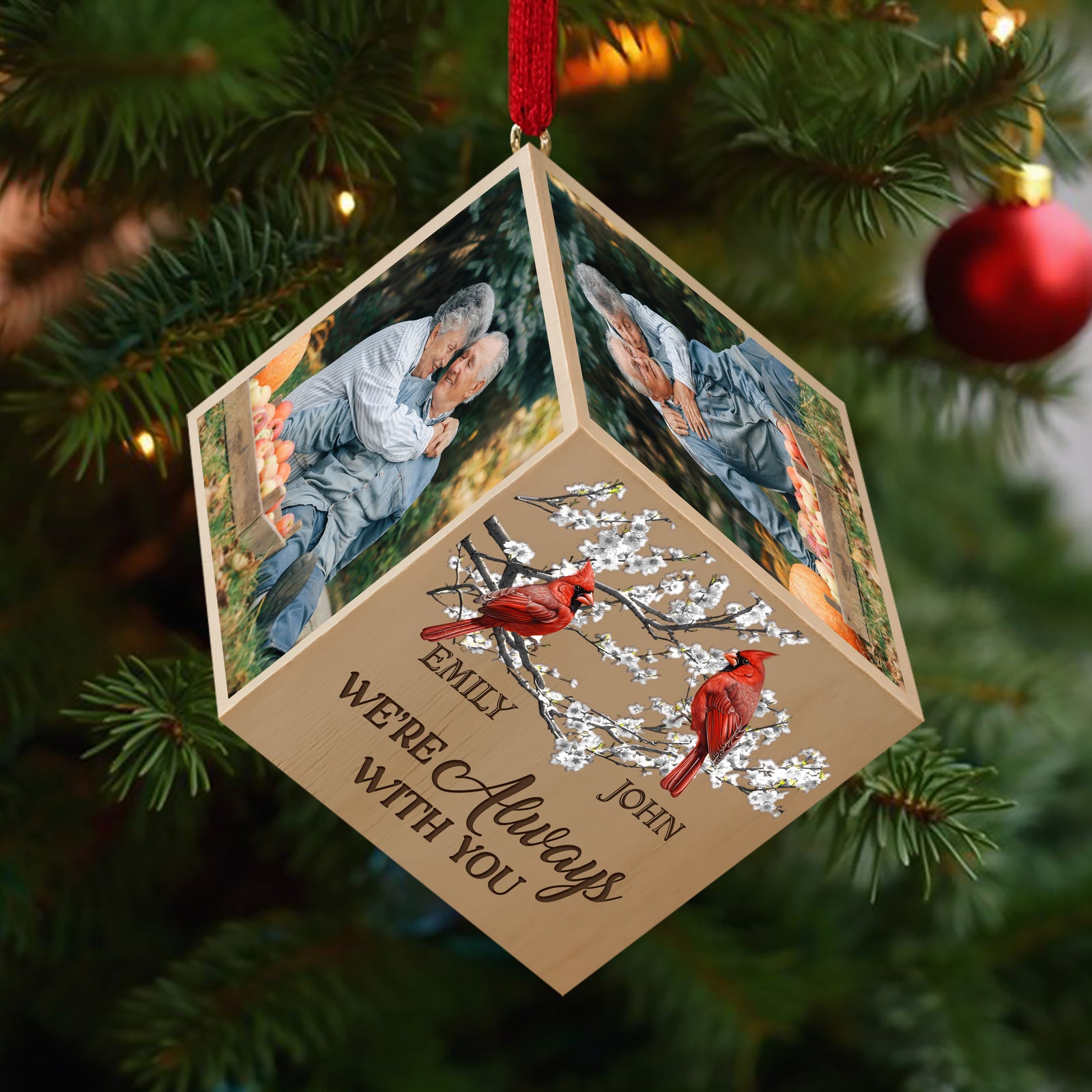 Custom Photo We're Always With You Memorial Cube Ornament For Christmas TH10 894525