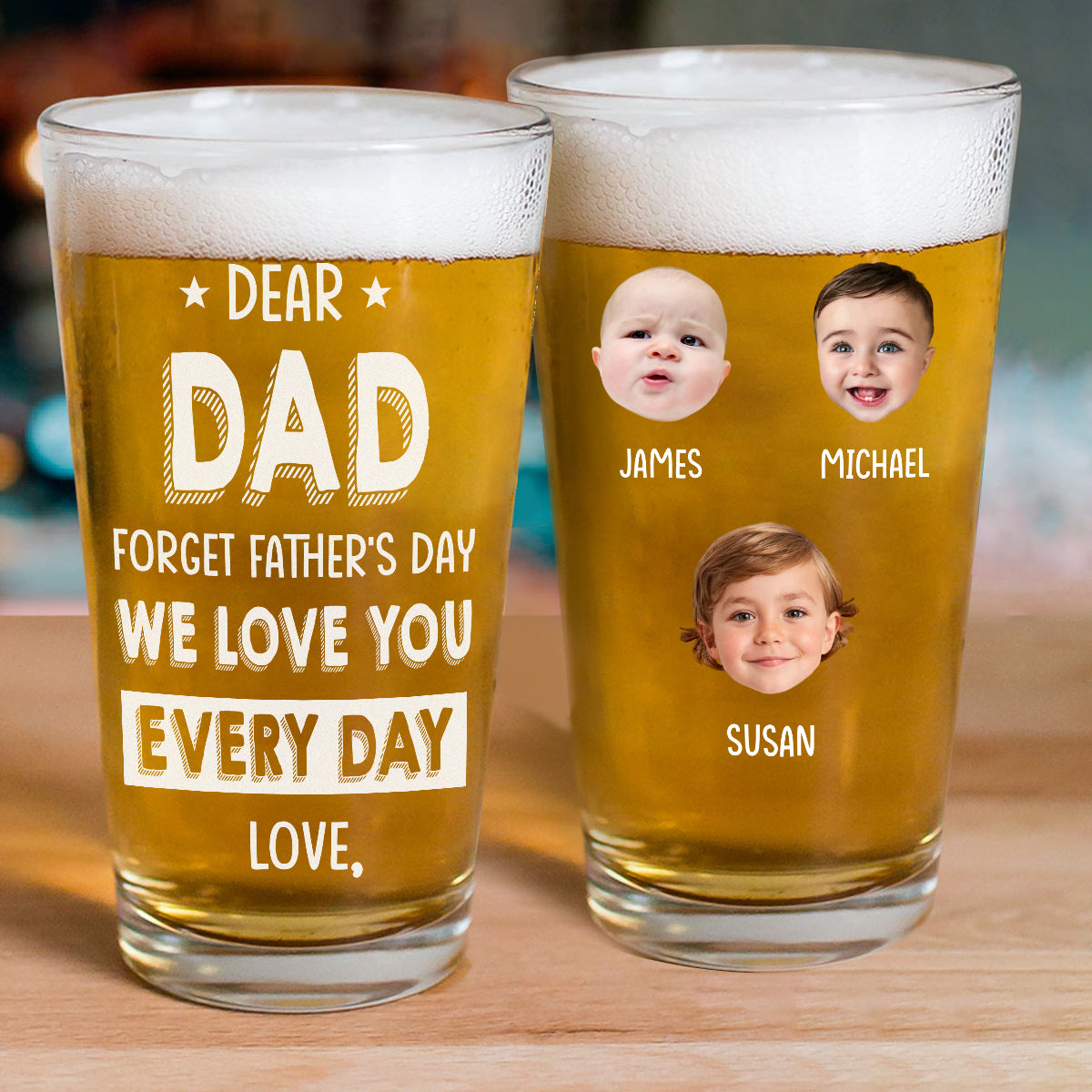 Custom Photo We Love You Every Day Family Beer Glass Gift For Father's Day HO82 893680