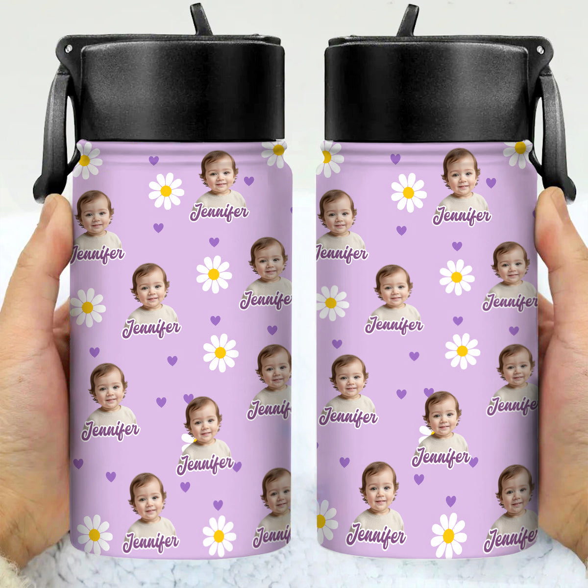 Custom Photo Cute Pattern Kids Water Bottle - Personalized Back To School Gift HO82 902850