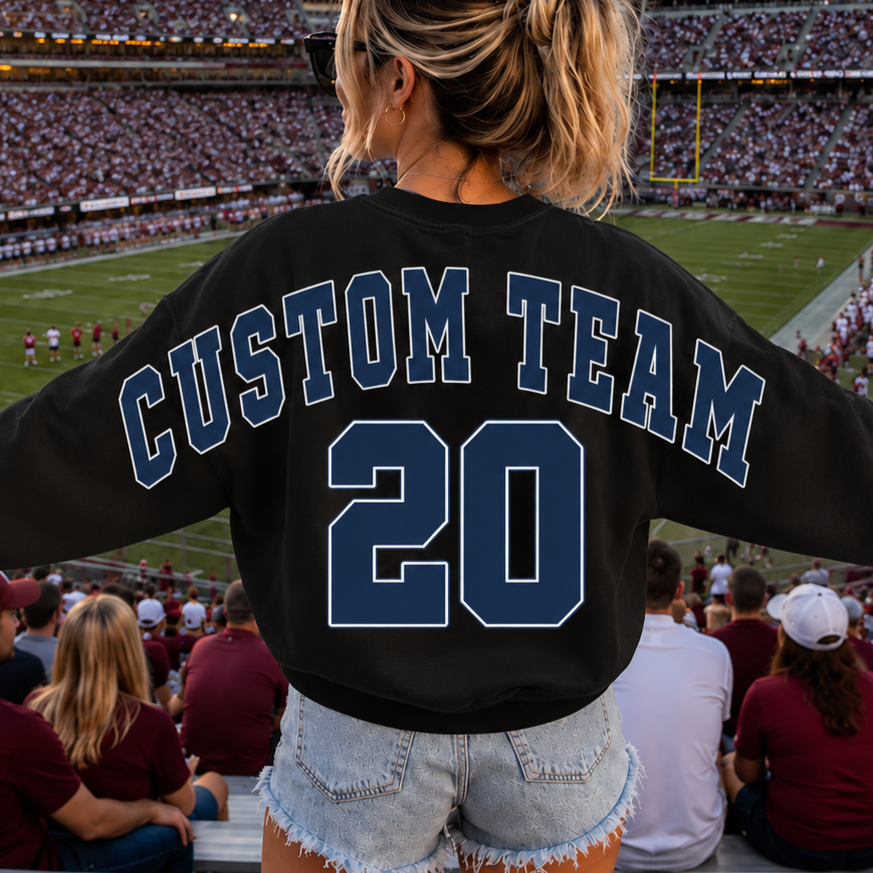 Custom Sport Team & Number Oversized Shirt, Shoulder to Shoulder Sweatshirt, Hoodie LM32 670117