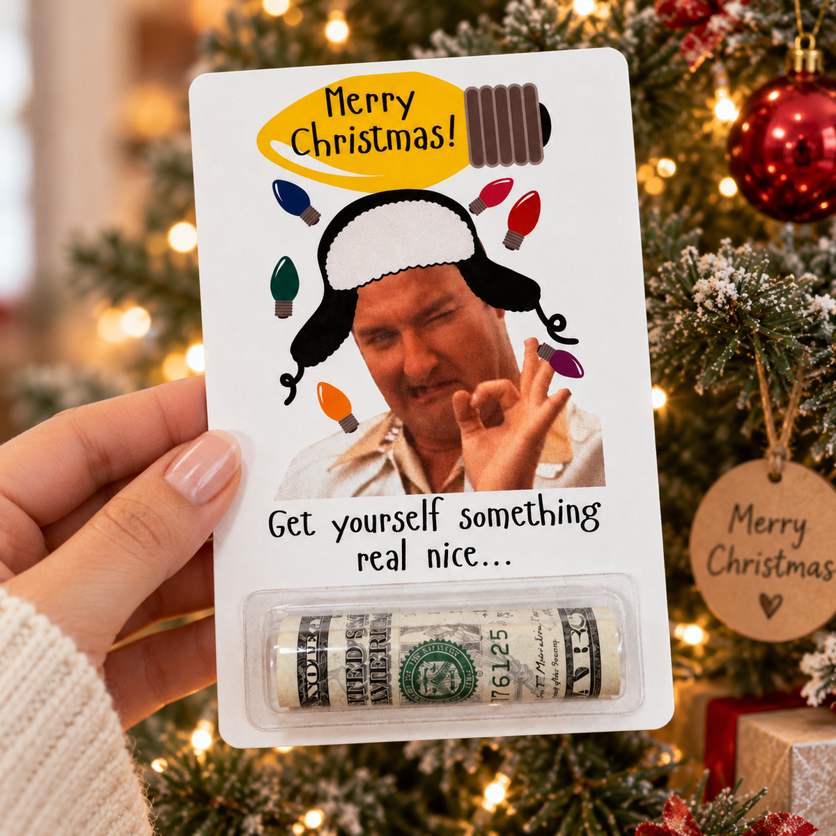 Get Yourself Something Real Nice - Merry Christmas Cousin Money Holder Card LM32 670155