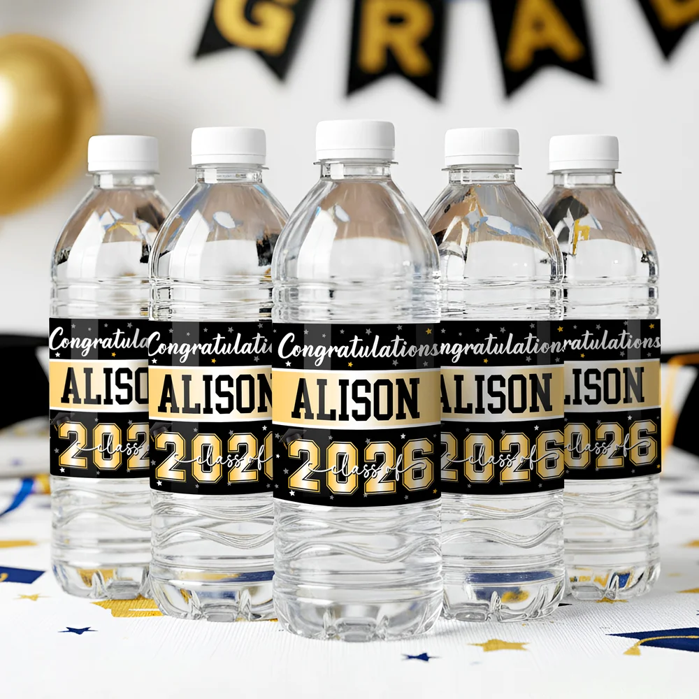 Personalised Congratulations Class of 2026 Water Bottle Label Sticker with Name and Year Graduation Party Gift for Graduates TH10 169581